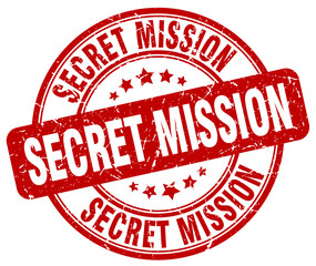 secret mission red grunge round vintage rubber stamp