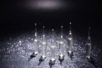Medical drug ampoules. Medicines for injection.