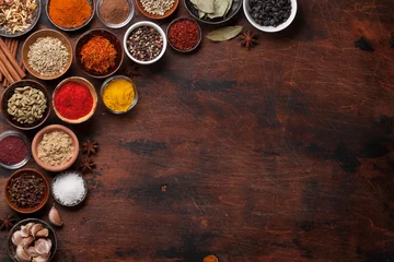 Fotobehang Set of various spices and herbs © karandaev