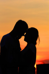 romantic silhouette of a pair of lovers