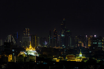 City Scape, Golden Mountain of Bangkok. Wat Saket Ratcha Wora Maha Wihan popular tourist attraction Landmarks of Bangkok. Thailand. 13 January 2019.