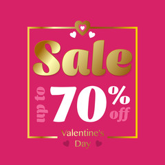 Holiday Sale Banner, 70% OFF Special Offer Ad. Discount Promotion Vector Banner. Price Discount Offer. Sale valentines day