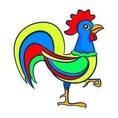 Rooster. Figure stylized cartoon style. Isolated background. Vector