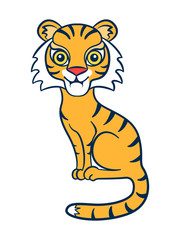 Tiger. Figure stylized cartoon style. Isolated background. Vector