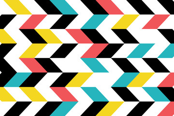 Abstract background pattern made with parallelogram shapes in blue, yellow, red and black colors. Modern, playful vector art. - 243173316