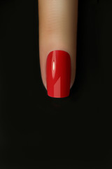 Red Finger point isolated white background. nail isolated on black.