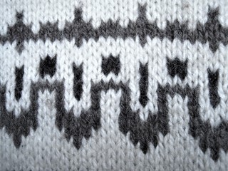 Isländer-Muster, Teilansicht von einem Isländer-Pullover, mit dem typischen Island-Muster