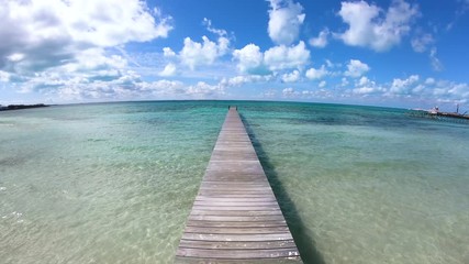 Jetty to tropical beach in luxury resort Bahamas