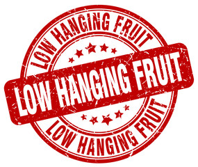 low hanging fruit red grunge stamp