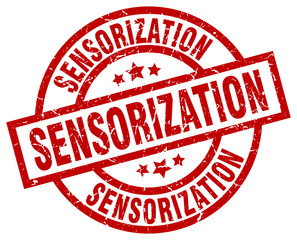 sensorization round red grunge stamp