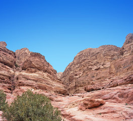 Fototapeta na wymiar Ancient abandoned rock city of Petra in Jordan