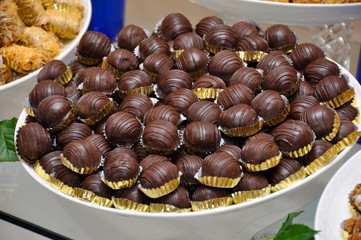 Moroccan biscuits for weddings. Biscuits are served with internationally known Moroccan tea. Biscuits are made from flour, eggs, chocolate and sugar