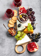 Selection of cheese and appetizers