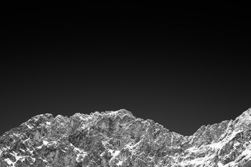 Monochrome mountain background with copy space.