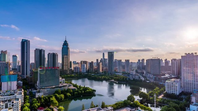 Time lapse of aerial view of wuhan city ,China