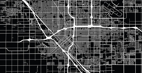 Urban vector city map of Fresno, California, United States of America