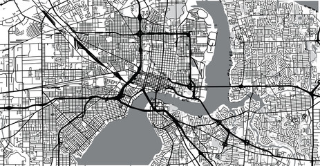 Urban vector city map of Jacksonville, Florida, United States of America