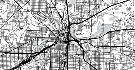 Urban vector city map of Fortworth, Texas, United States of America