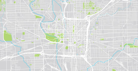 Urban vector city map of Indianapolis,Indiana, United States of America