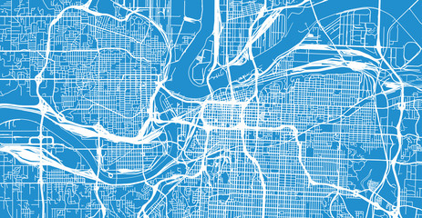 Urban vector city map of Kansas City, Missouri, United States of America