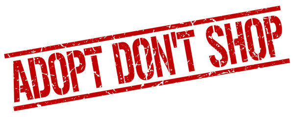 adopt don't shop red grunge square vintage rubber stamp