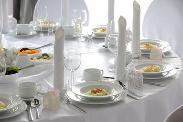 Table dinner set for event party or wedding reception