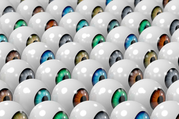 Eyes/ eyeballs - looking in one direction - 3D illustration;