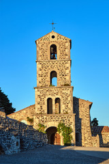 Fototapeta na wymiar the medieval church with belfry in France..