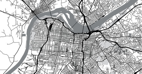 Urban vector city map of Louisville, Kentucky, United States of America