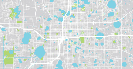 Urban vector city map of Orlando, Florida, United States of America - obrazy, fototapety, plakaty