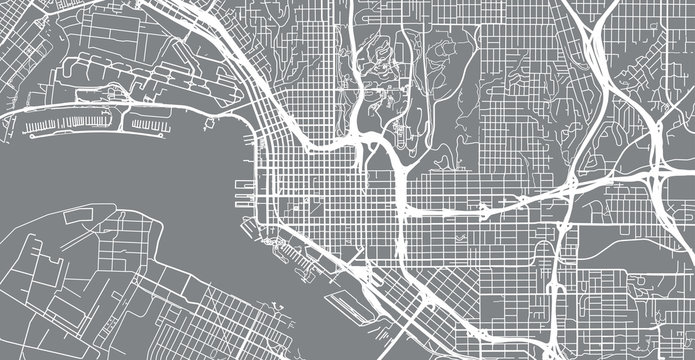 Urban vector city map of San Diego, California, United States of America