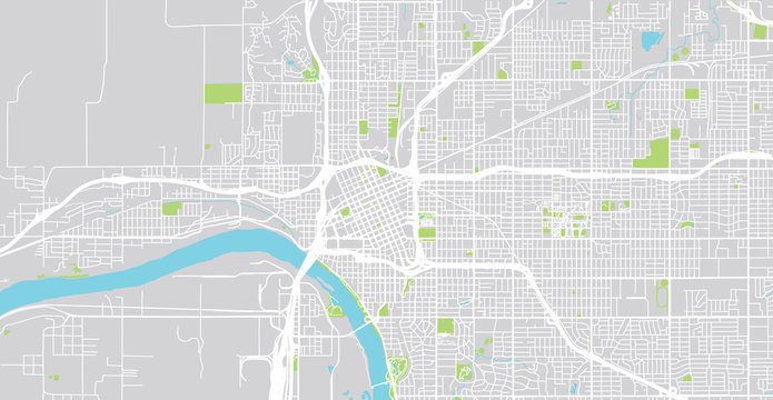 Urban vector city map of Tulsa, Oaklahoma, United States of America