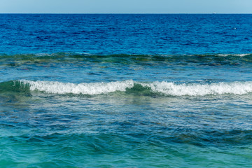 The sea and the waves. beautiful waves in the sea. Small waves on the sea.