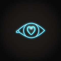 Love in the eye neon icon in line style