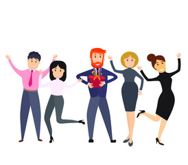 Fototapeta premium Happy office workers vector illustration 