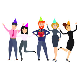 Happy office workers vector illustration 