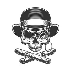 Vintage monochrome gentleman skull