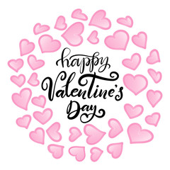 Lettering vector illustration for Happy Valentines Day. Romantic invitation or greeting card, typography poster with modern calligraphy. 