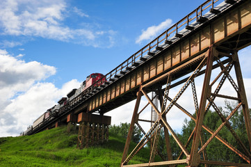 Train over Bridge expansion near Entwistle Alberta