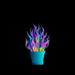 Flat plant. Indoor. Flower pots. Leaves. Foliage. Trendy vector collection. Potted plant. Garden. Jungle. Flat design. Gradient colors. Outdoor. Tropical.