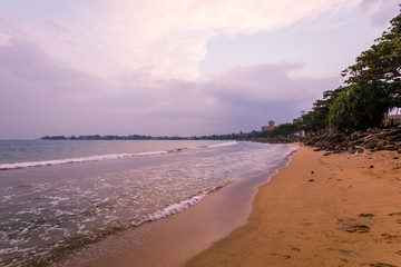 Landscape of sunset on paradise tropical beach in Sri Lanka