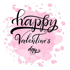 Fototapeta na wymiar Lettering vector illustration for Happy Valentines Day. Romantic invitation or greeting card, typography poster with modern calligraphy. 