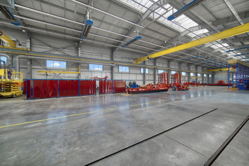 Large, spacious and light assembly shop. Manufacture of trailed and mounted agricultural equipment