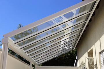 High-quality canopy made of stainless steel and glass - obrazy, fototapety, plakaty