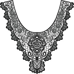 Neck embroidery, lace print in vector. - 243183314