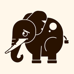 Vintage Elephant With Tusks Logo For Interior Design. Vector