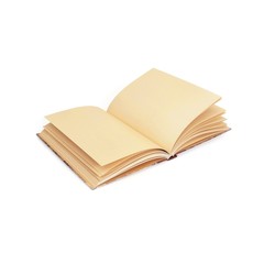 Notebook with blank sheets of craft paper isolated on white background