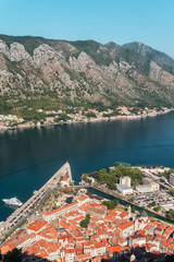 Fototapeta na wymiar View from above on the old town of Kotor and Kotor Bay, Monteneg