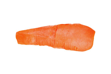 One whole boiled carrot orange color isolated on white background. Top view. Clipping path - image