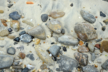 Kiesel an einer Küste